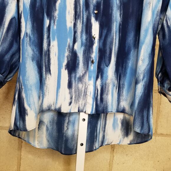 Sami & Jo Cold Shoulder Hi/Low Watercolor Blouse - Picture 6 of 7